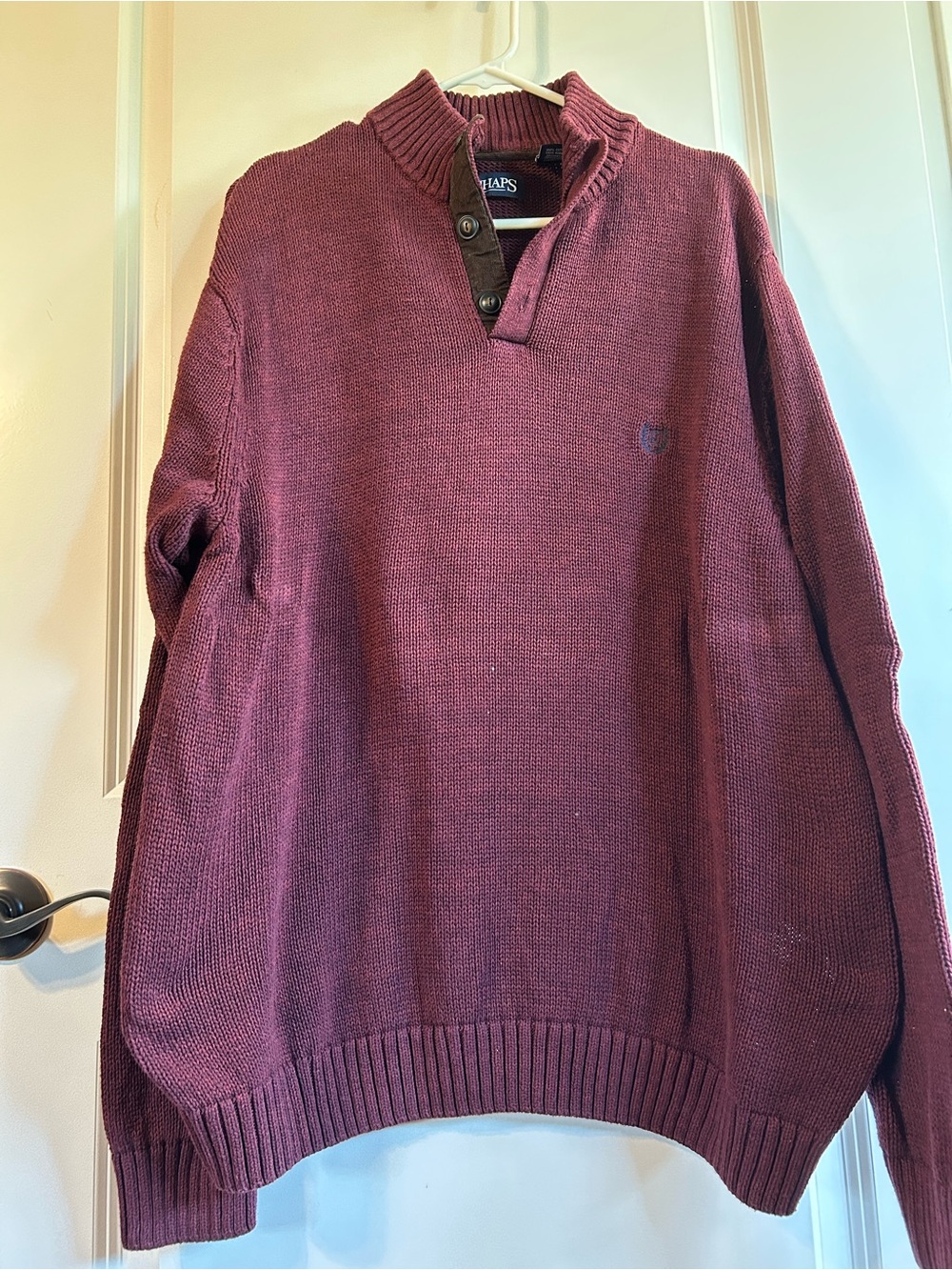 Chaps Men's Maroon Zip-Neck Knit Sweater